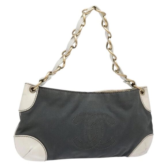 CHANEL Shoulder Bag Canvas Black Gold CC Auth 138794 - Picture 1 of 16